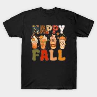 Happy Fall Y'all Autumn Halloween Pumpkin Spice Latte T-Shirt